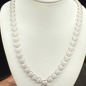 925 Sterling Silver moissanite Diamonds Heart shape Necklace for women 18 inch